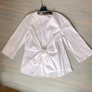Lafayette 148 New York- white long sleeve front tie top. Size xl